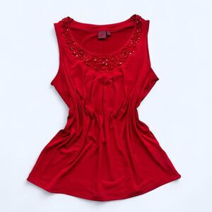 212 Collection Women's Red Beaded Sleeveless Top